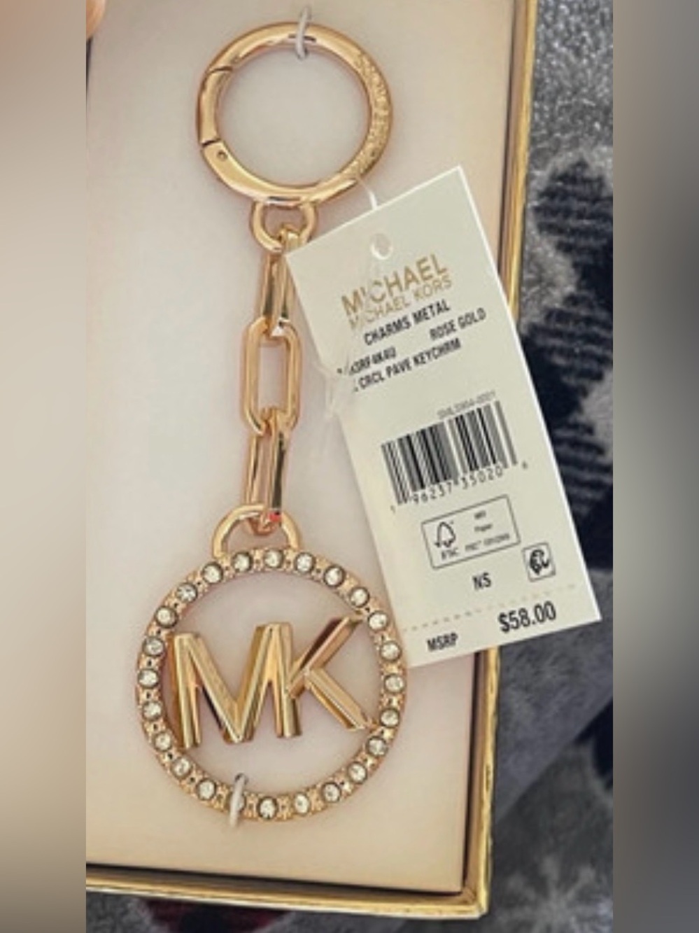 🎉🎉🎉Michael Kors Gold-tone MK Crystal Circle Key Ring - Picture 2 of 4